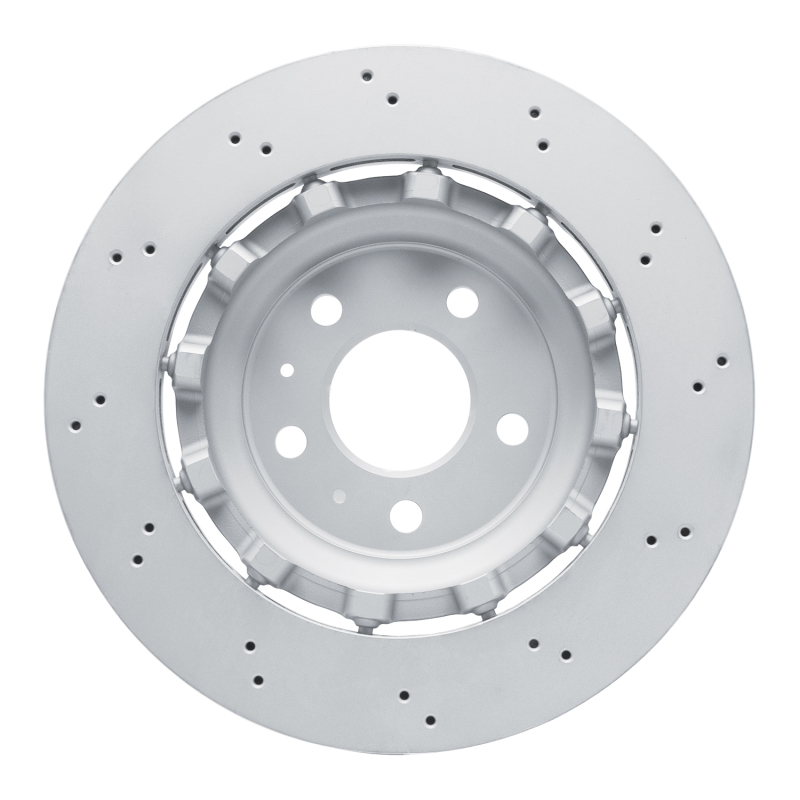 Audi RS5 Brake Rotor (1) - Rear - R1 Concepts - Hi-Carbon Alloy GEOMET Coated Rotor - Drilled - `13-`15